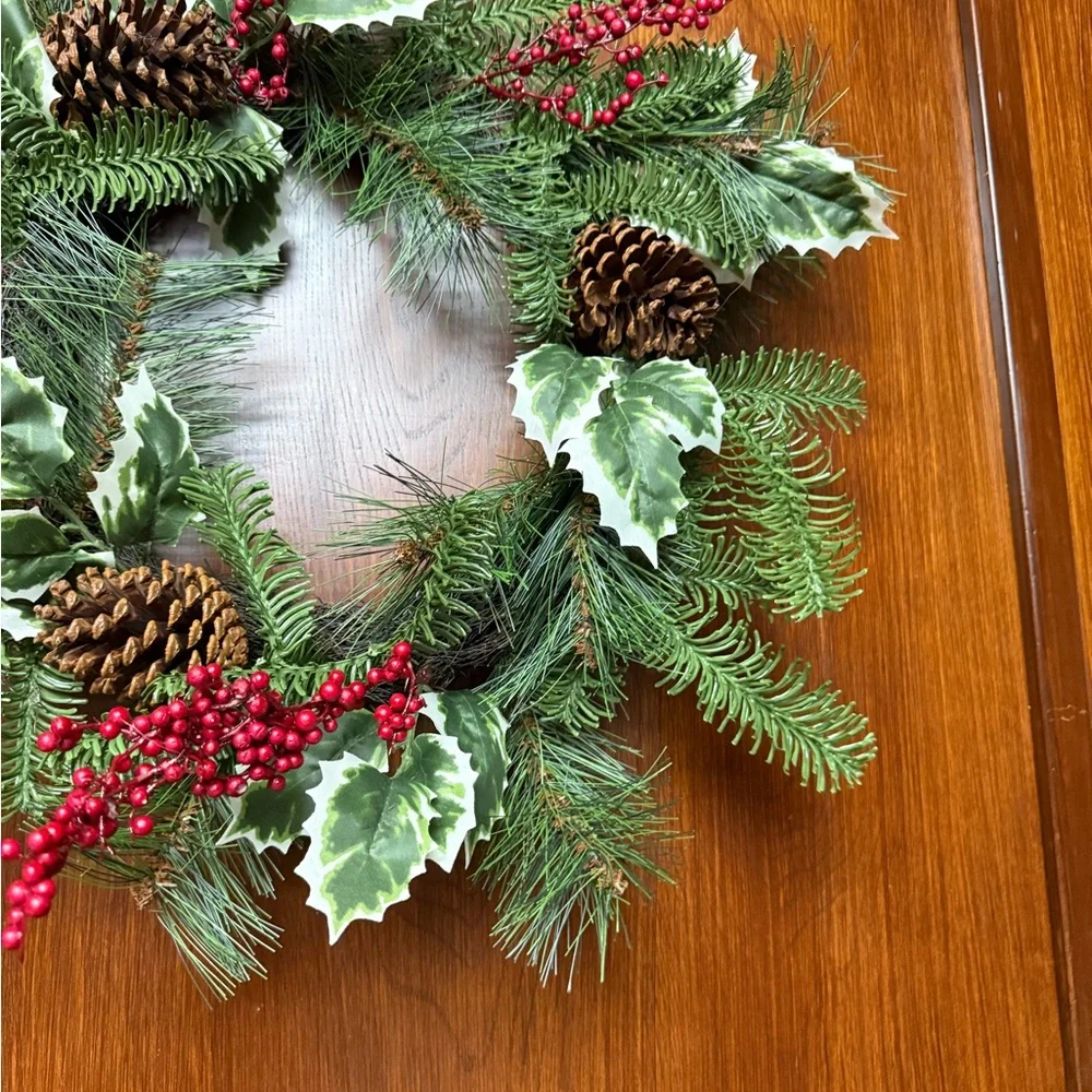 Ashland Green and Red Pinecone Holiday Wreath